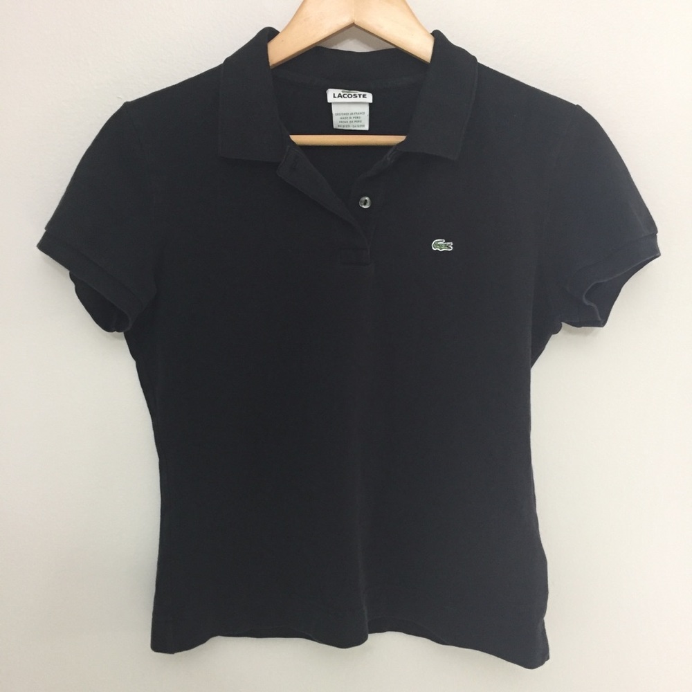 LACOSTE Size 44 Black Polo Shirt